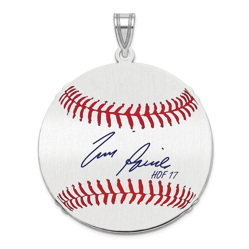 Sterling Silver Tim Raines Signature Lg Enamel Baseball Pendant